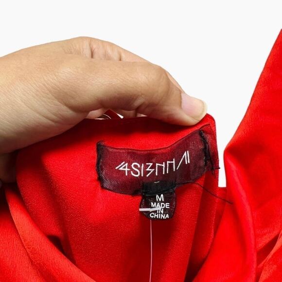 4SI3NNA Stacey Wrap Mini Dress in Red Size Medium NWT - Picture 5 of 7